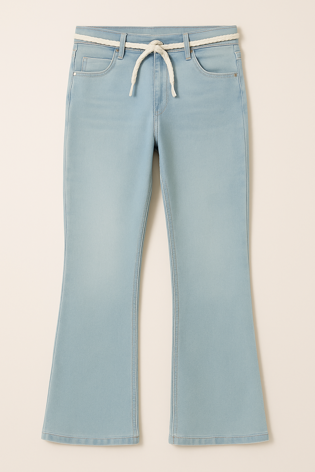 Ice Blue Flared Cotton Jeggings