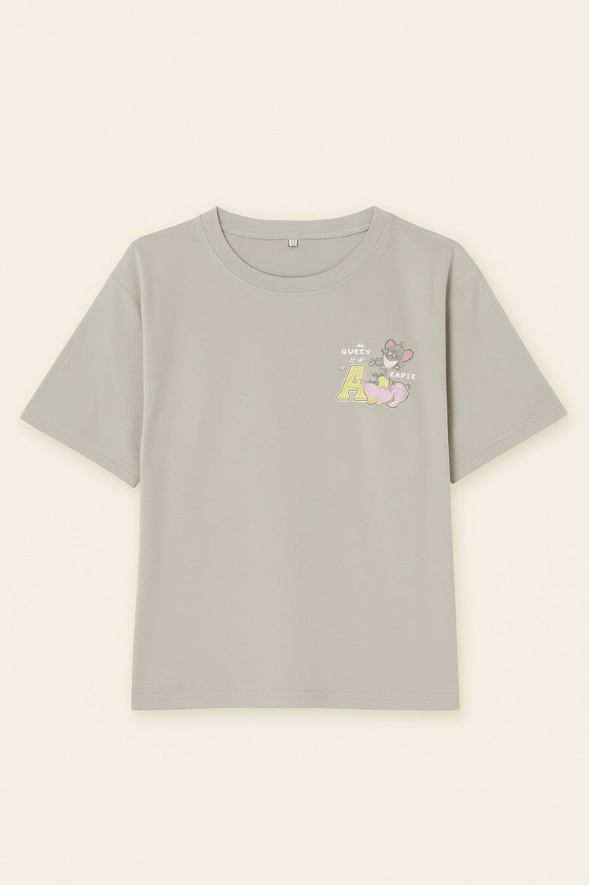 Women's Silver Cotton T-Shirt