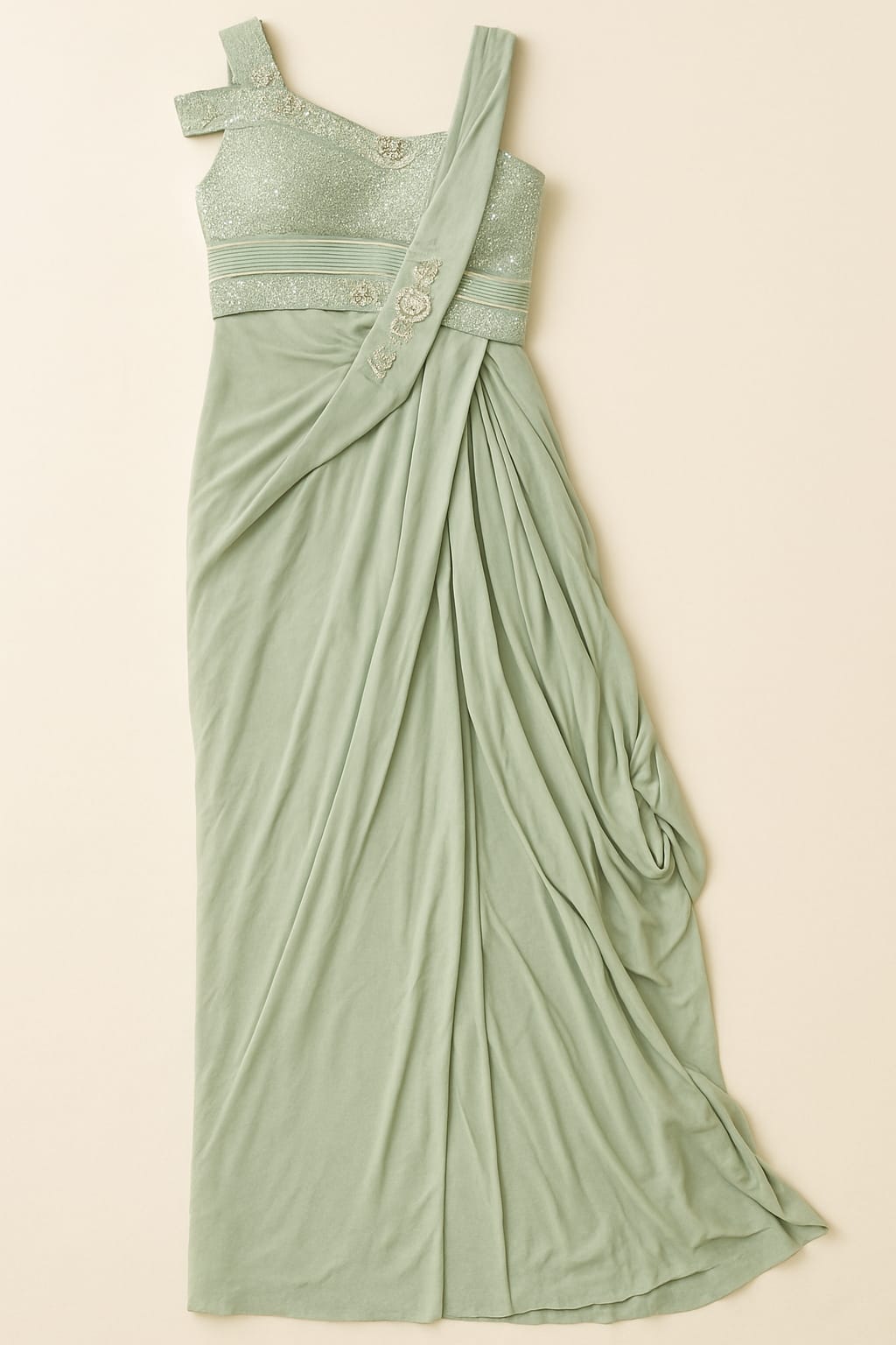 Mint Elegance Draped Gown