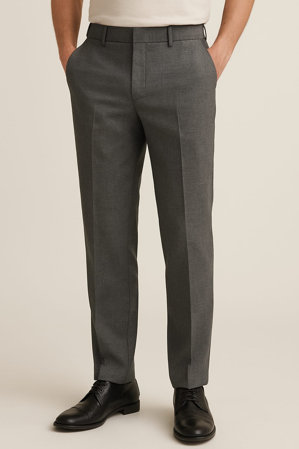 Charcoal Grey Textured Formal Trouser