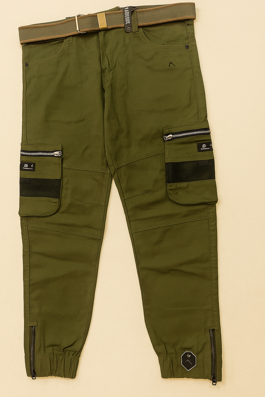 Olive Green Tactical Cargo Joggers