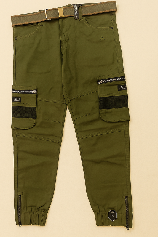 Olive Green Tactical Cargo Joggers