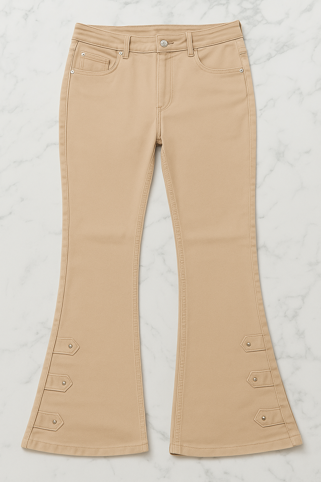 Beige Flared Cotton Jeggings