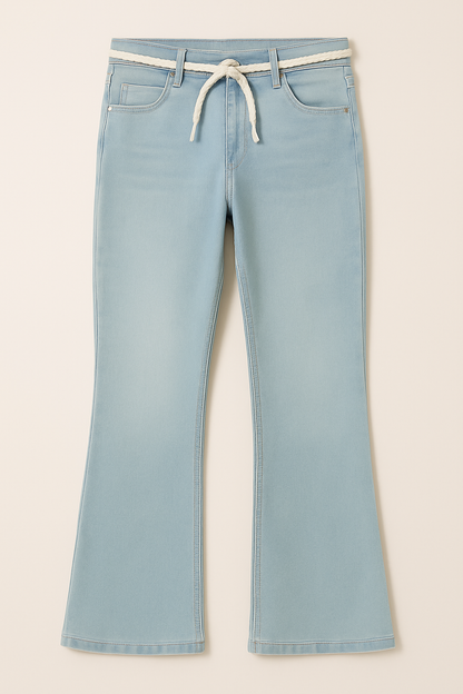 Ice Blue Flared Cotton Jeggings