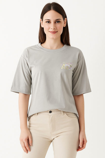 Women's Silver Cotton T-Shirt