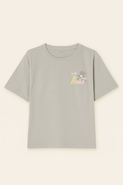Women's Silver Cotton T-Shirt