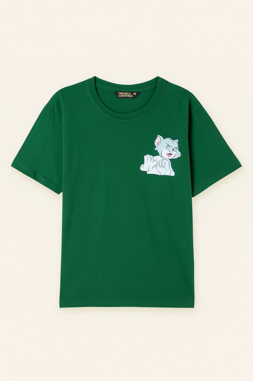 Women's Bottle Green Cotton T-Shirt