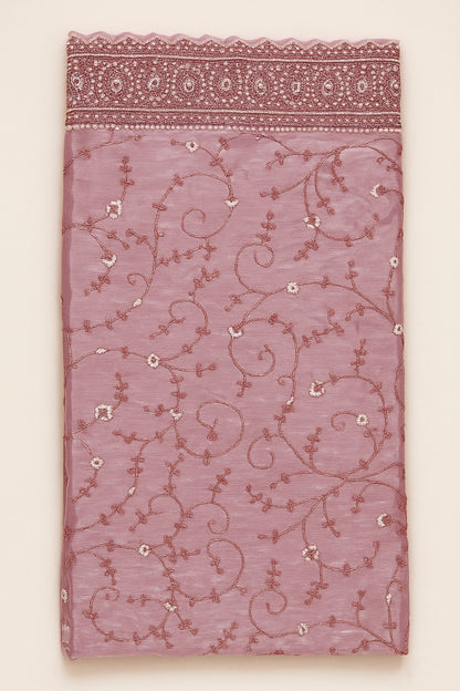 Women's Rose Pink Embroidered Saree – Blush Elegance Edition