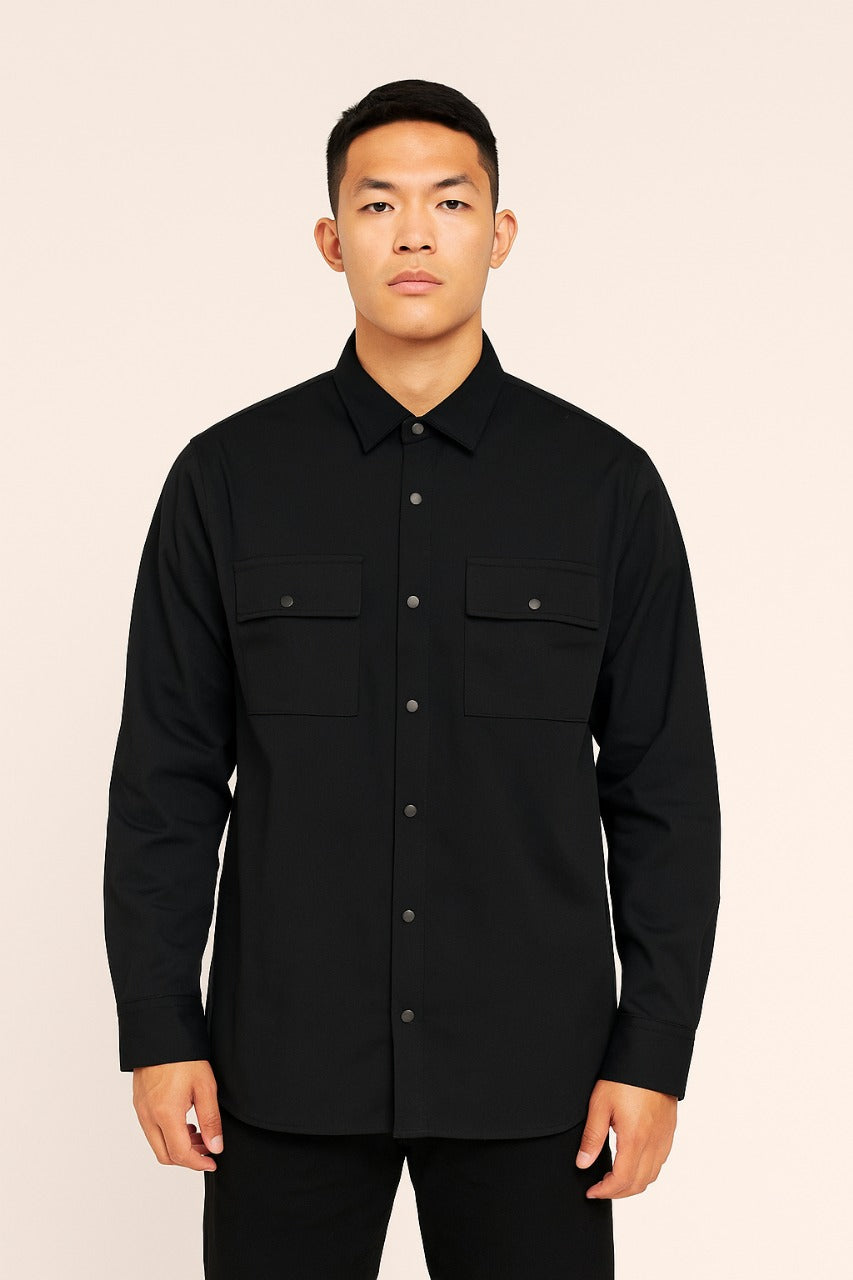 Men’s Black Cotton Utility Shirt