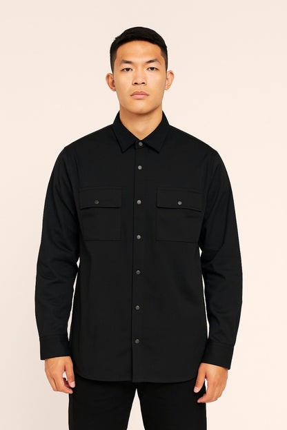 Men’s Black Cotton Utility Shirt
