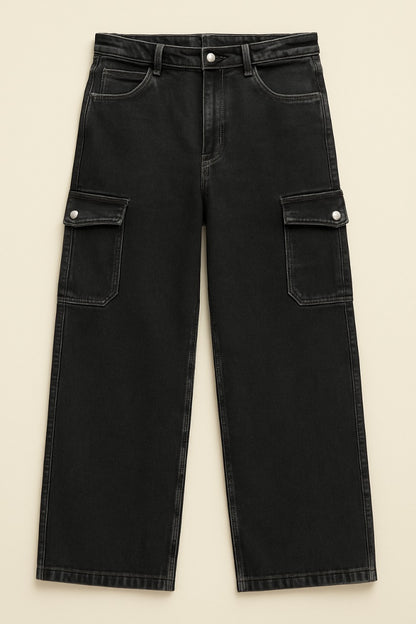 Men’s Black Cargo Cotton Jeans