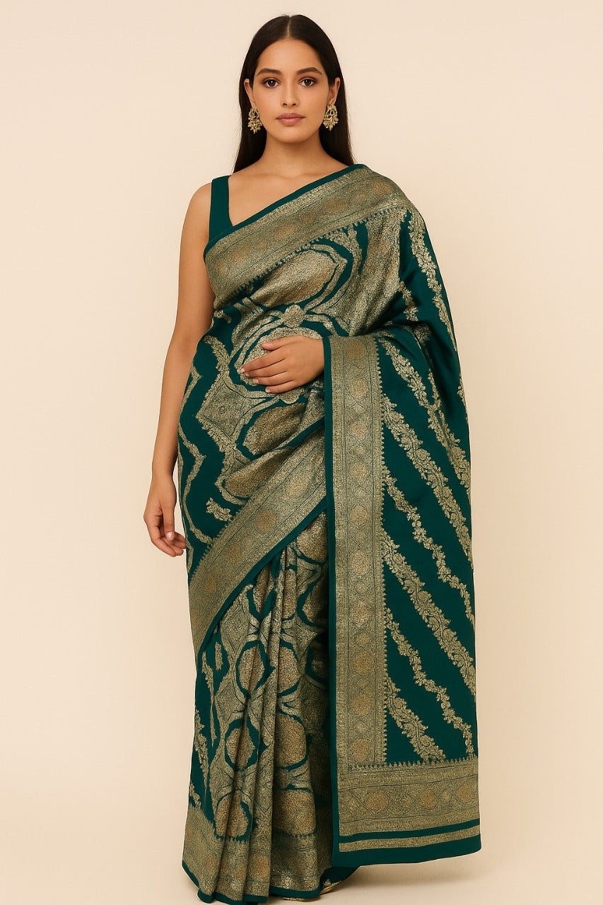 Royal Turquoise Blue Silk Saree