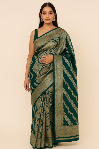 Royal Turquoise Blue Silk Saree