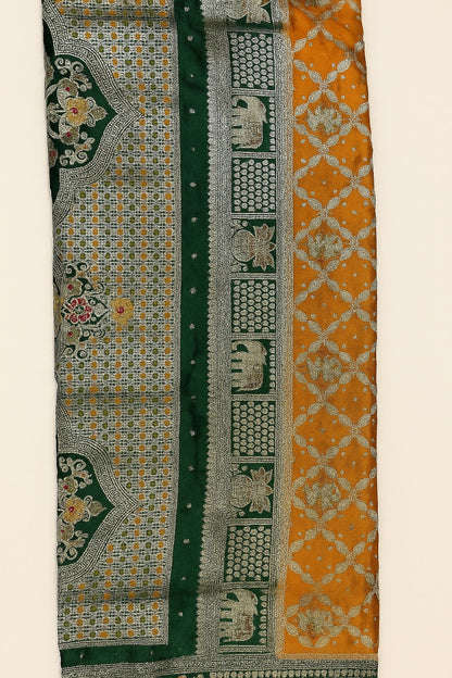 Regal Dark Green Silk Saree with Intricate Embroidery