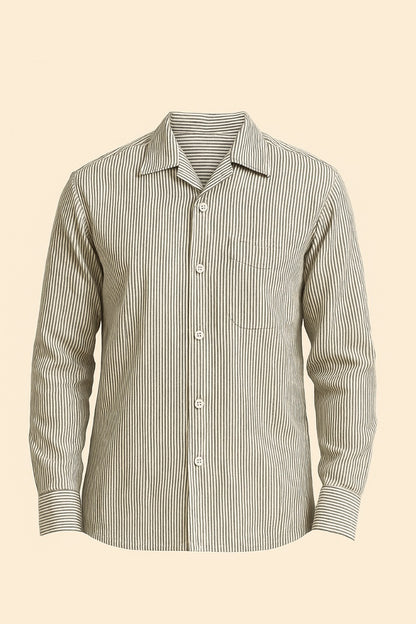 Men’s White & Grey Striped Cotton Shirt