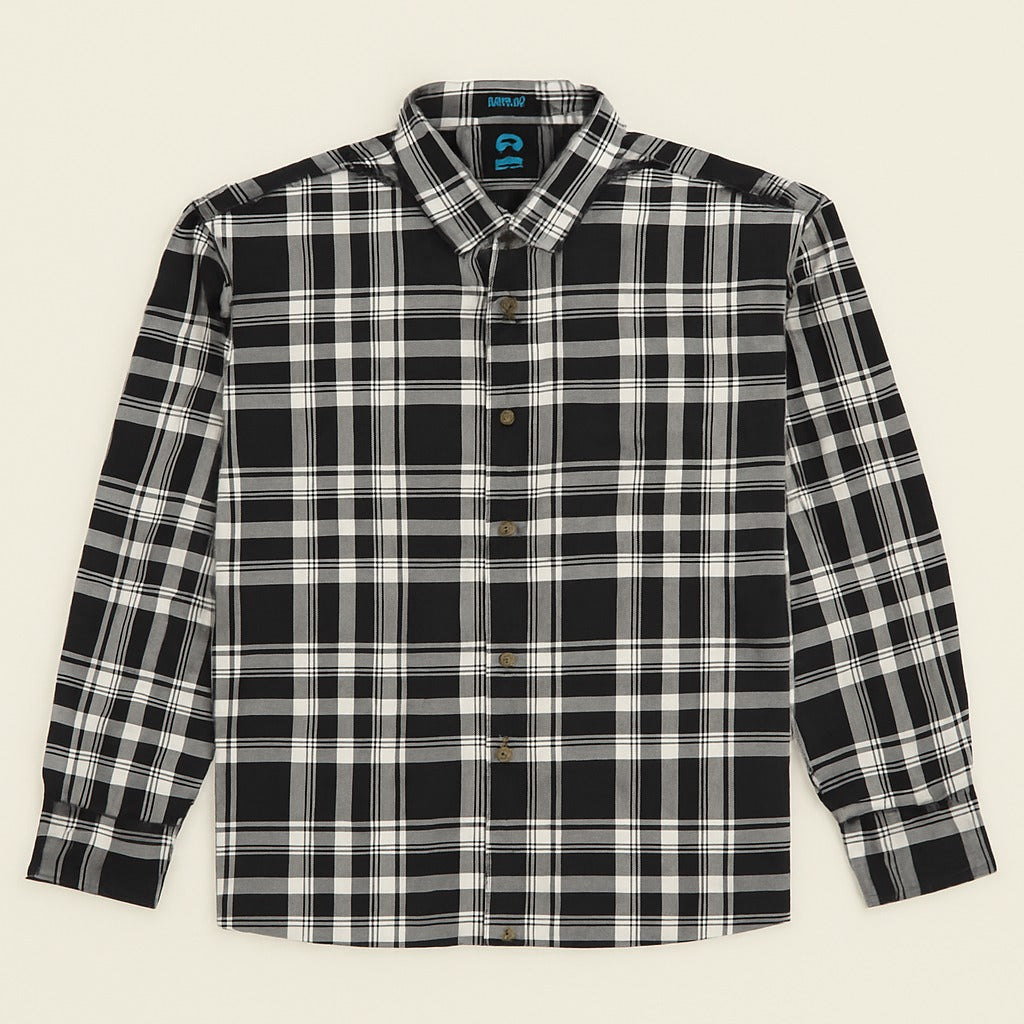 Men’s White & Gray Checkered Cotton Shirt