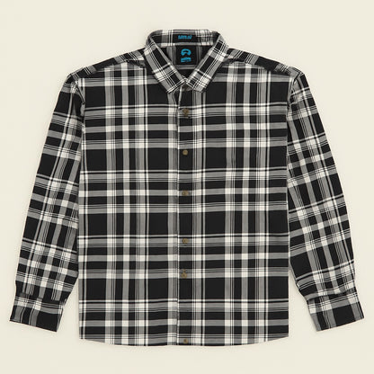 Men’s White & Gray Checkered Cotton Shirt