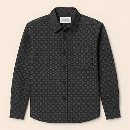 Men's Gray Printed Cotton Shirt