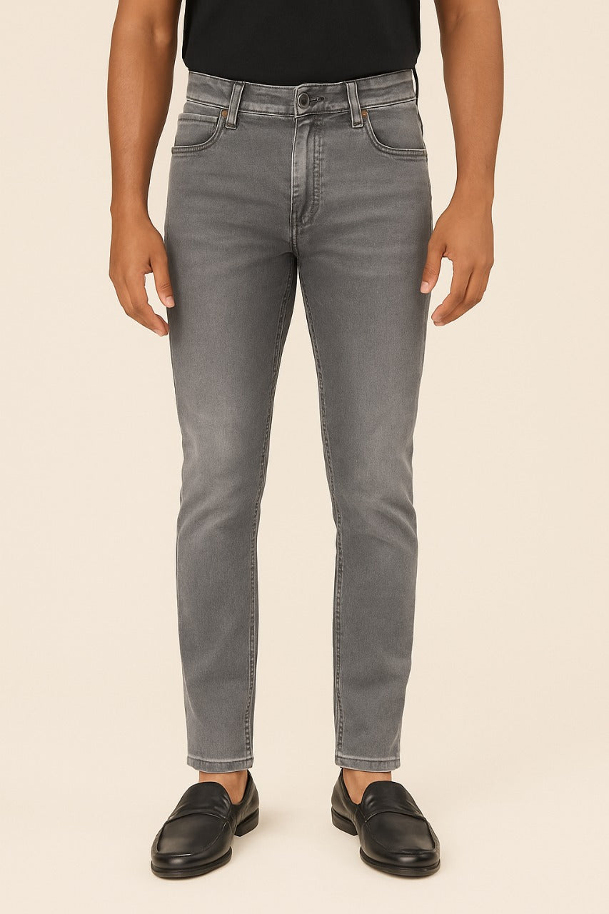 Men’s Grey Cotton Slim-Fit Jeans