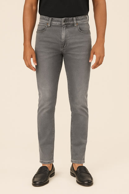 Men’s Grey Cotton Slim-Fit Jeans