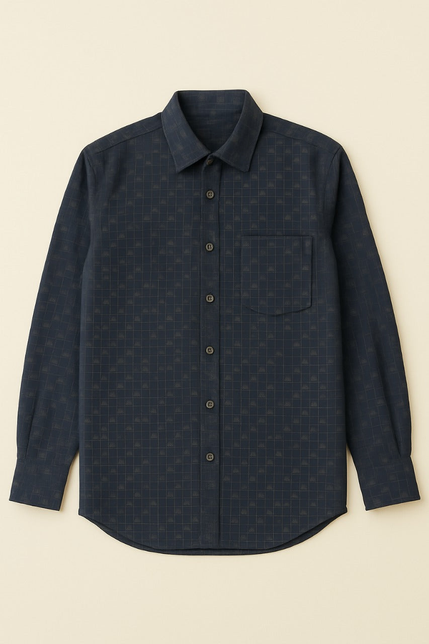 Men’s Black Cotton Check Shirt