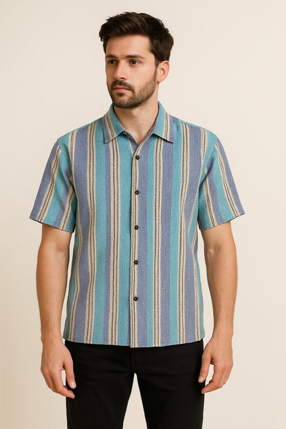 Men’s Rainbow Striped Cod Fabric T-Shirt