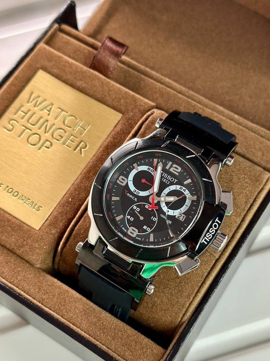 Tissot Men's 7AA Premium Collection Chronograph Watch – Black & Silver (44mm)