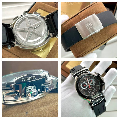 Tissot Men's 7AA Premium Collection Chronograph Watch – Black & Silver (44mm)