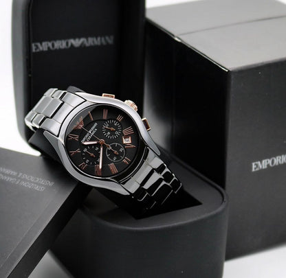 Emporio Armani Men's 7AA Premium Collection Ceramic Watch – Silver Black (42mm)
