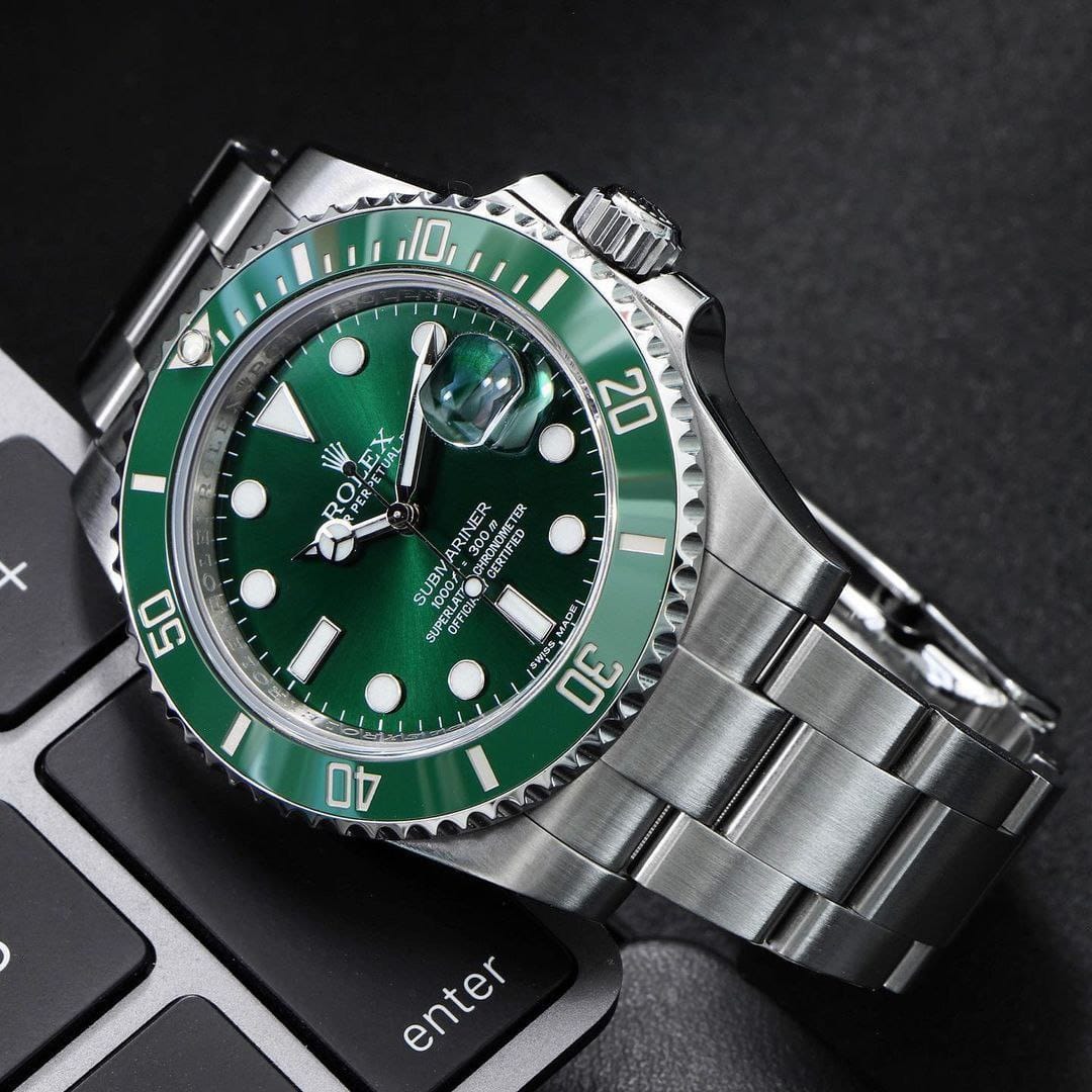 Rolex Men's 5A Premium Collection Submariner Watch – Green Dial & Bezel (43mm)