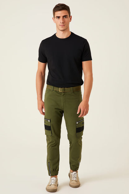 Olive Green Tactical Cargo Joggers