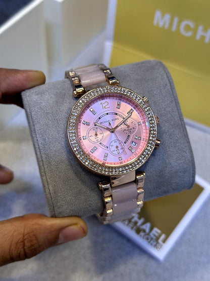Michael Kors Women's Chronograph Watch – Rose Gold & Blush Edition