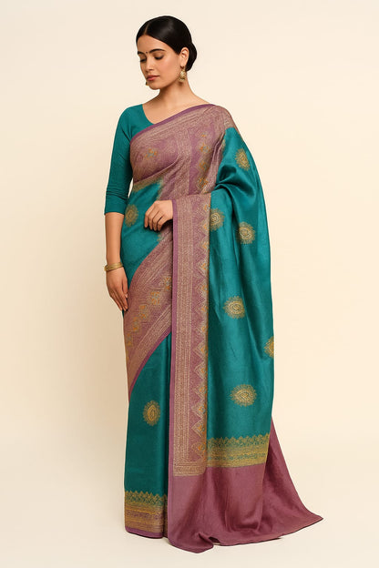 Heritage Glow Teal Silk Saree