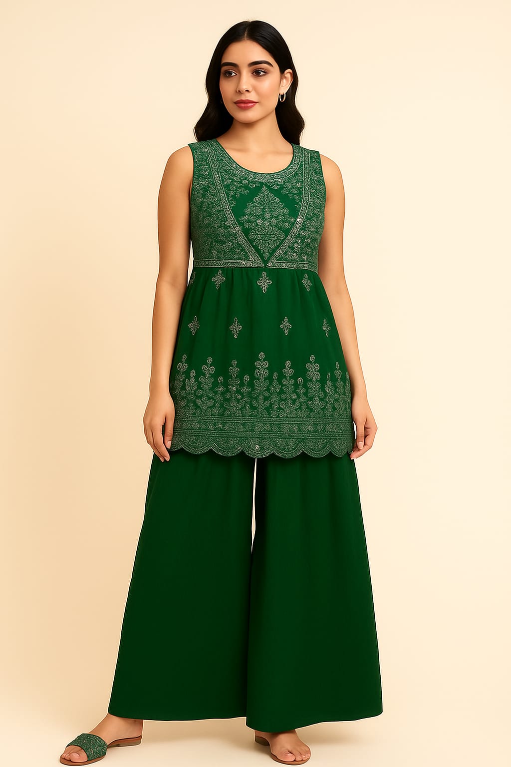 Emerald Green Embroidered Kurta Set