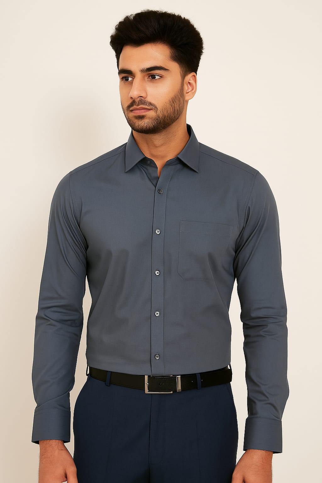 Men’s Grey Cotton Shirt – Modern & Versatile