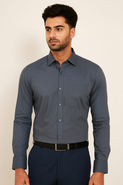 Men’s Grey Cotton Shirt – Modern & Versatile