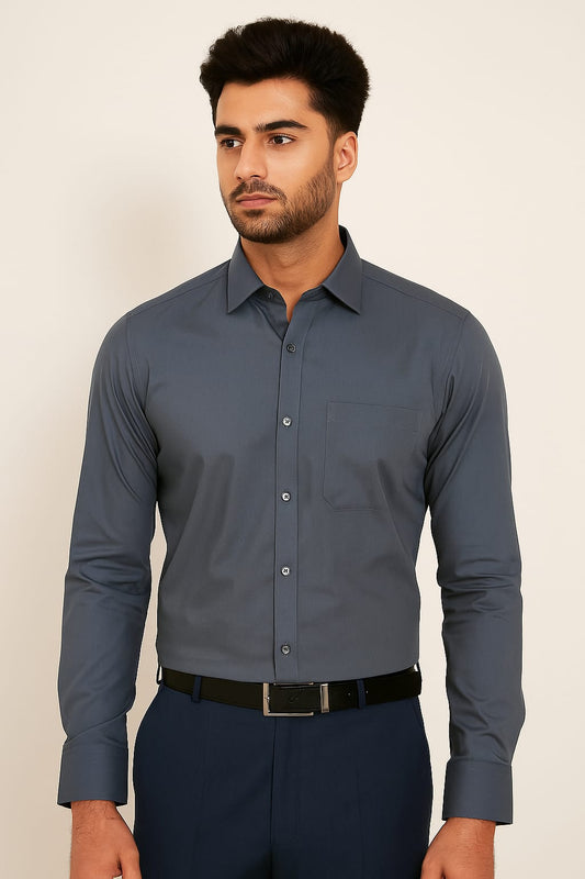 Men’s Grey Cotton Shirt – Modern & Versatile
