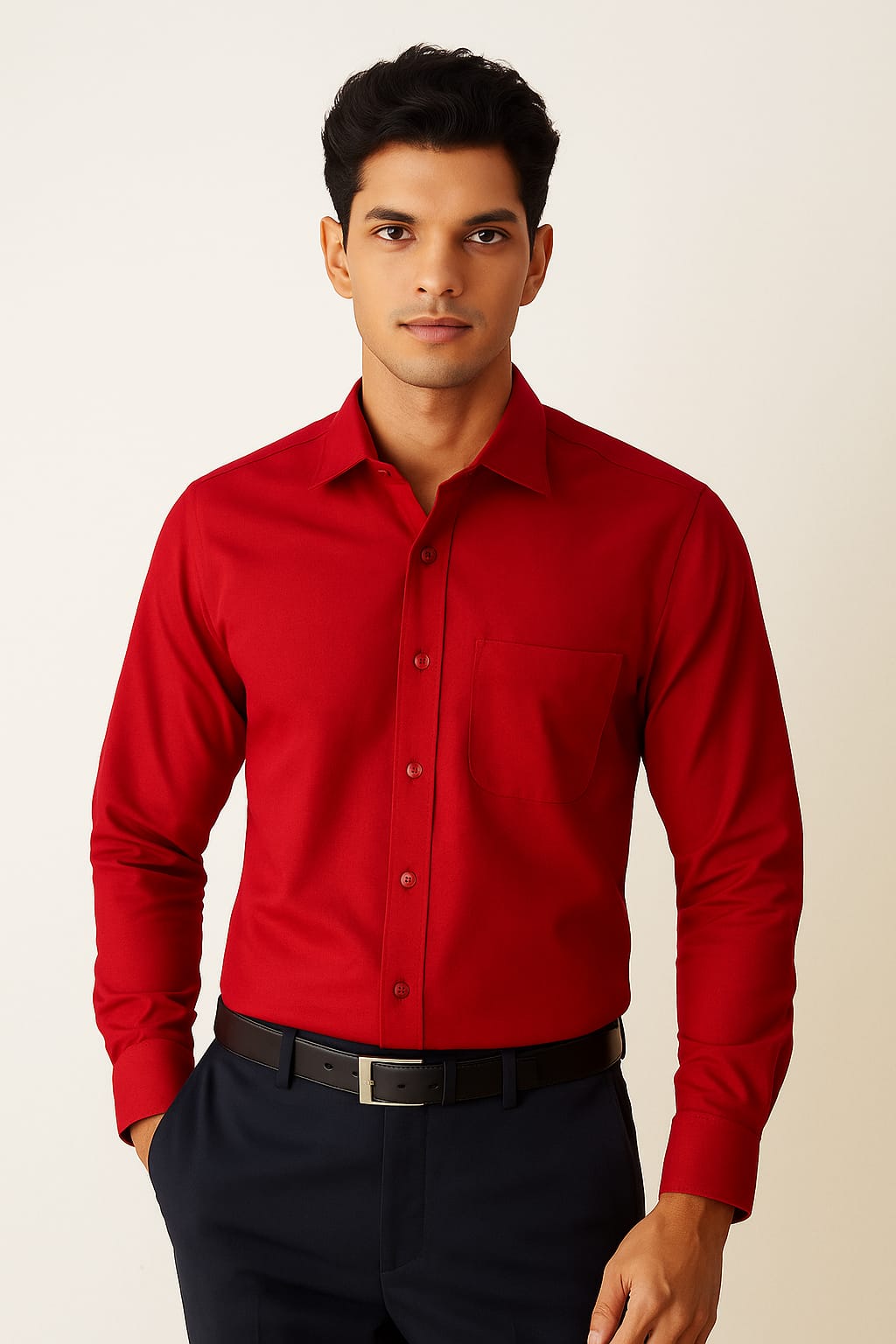Men’s Red Cotton Shirt – Bold & Stylish