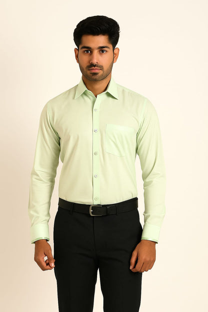 Men’s Light Green Cotton Shirt – Elegant & Comfortable