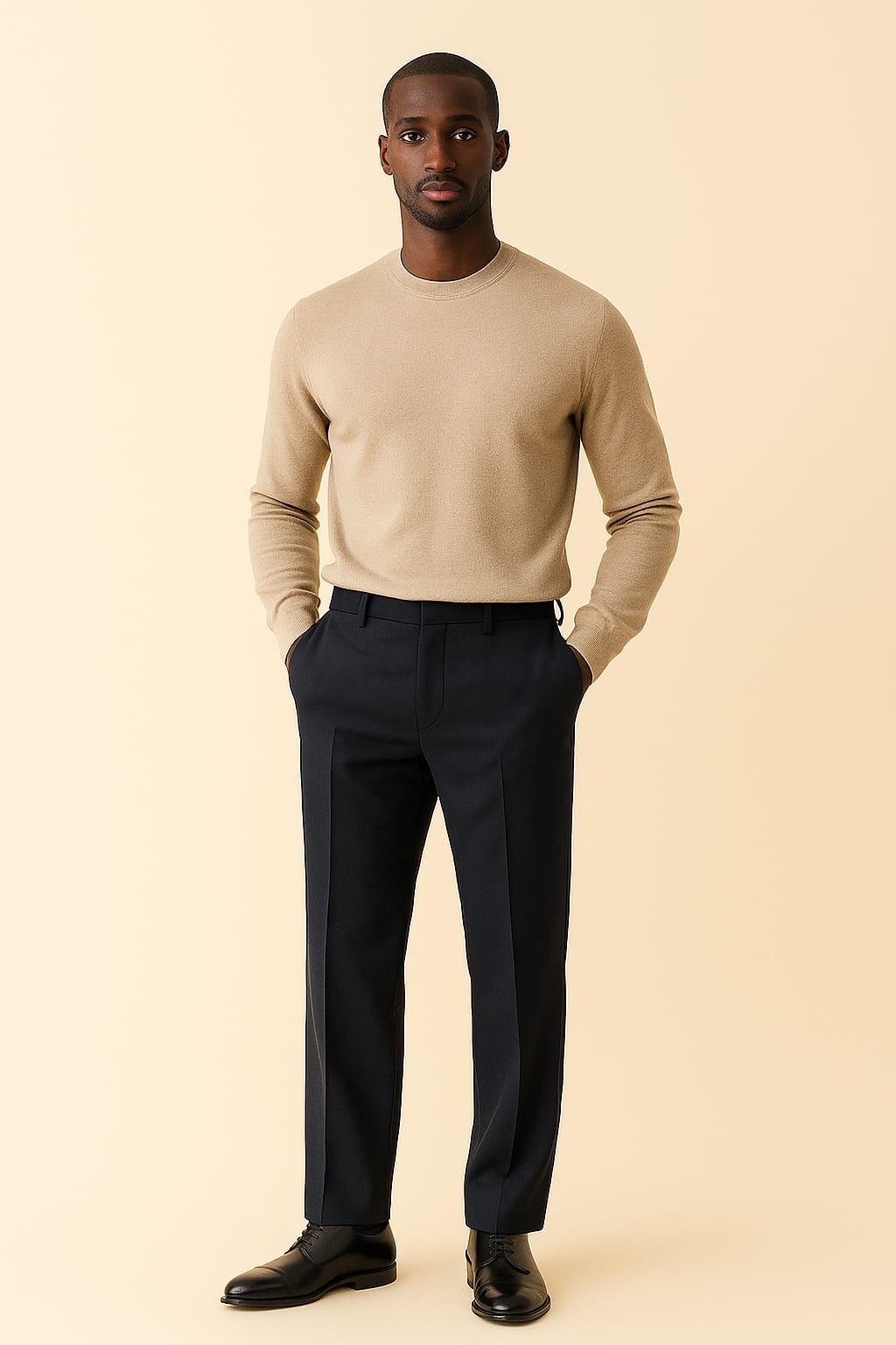 Men’s Blackish Blue Cotton Formal Pants – Classic Tailored Fit