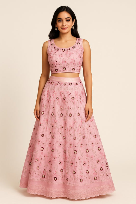 Charming Pink Embroidered Lehenga