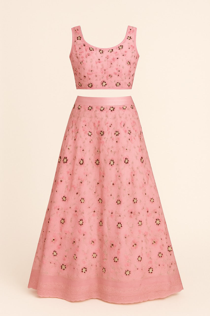 Charming Pink Embroidered Lehenga