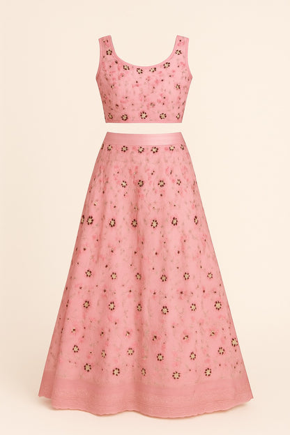 Charming Pink Embroidered Lehenga