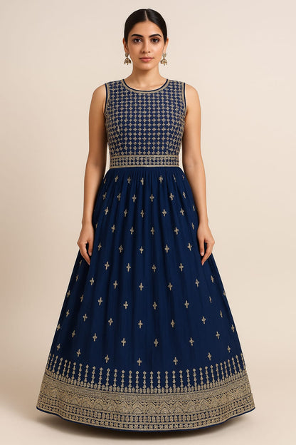 Royal Blue Embroidered Lehenga