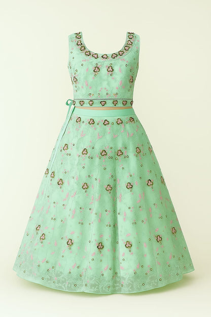 Seafoam Green Embroidered Lehenga