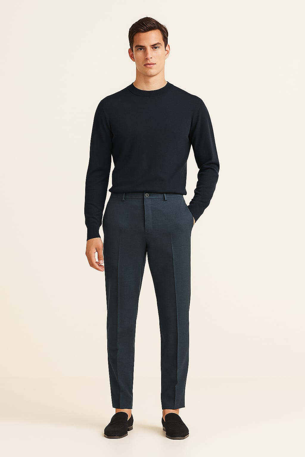 Slim Fit Formal Trousers – Navy Blue