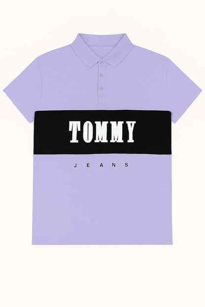Tommy Jeans Colorblock Polo Shirt – Lavender & Black