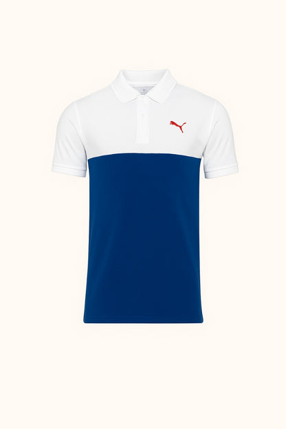 Puma Men’s Polo T-Shirt – White & Navy Blue