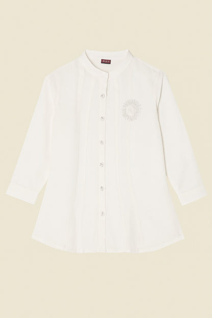 Elegant White Embroidered Kurti Top