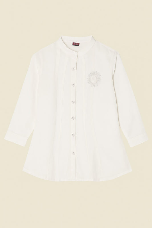 Elegant White Embroidered Kurti Top